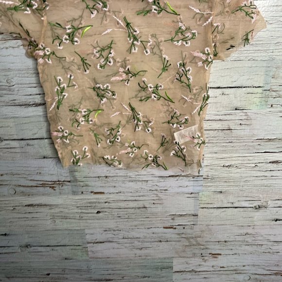 Urban outfitters cream sheer floral tee shirt size small boho festival - Picture 2 of 8